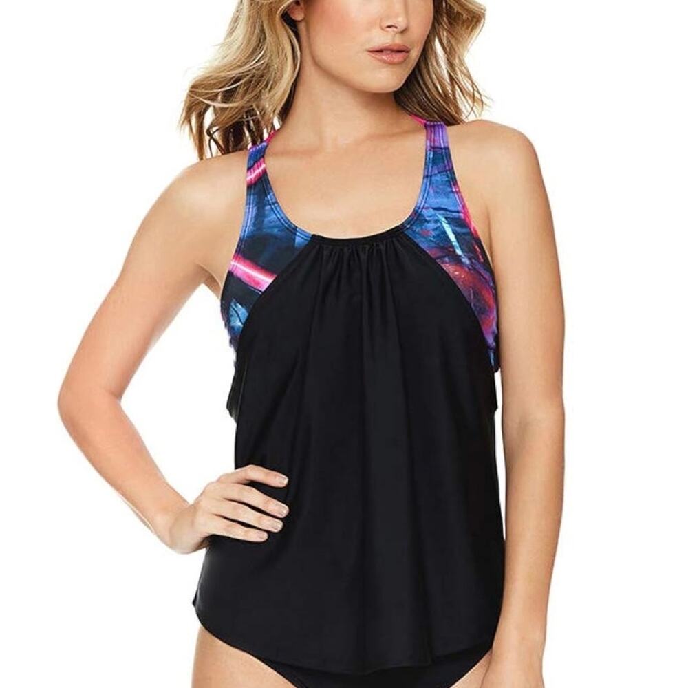 Reebok Urban Glowstick Strappy Tankini Swim Top Small NWT